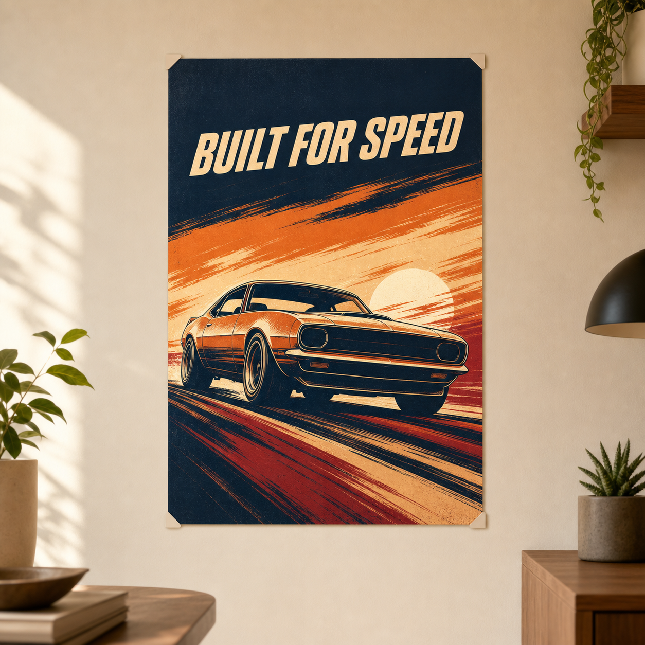 Built for Speed Retro Car Poster - 12 x 18 Inch