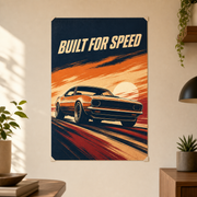 Built for Speed Retro Car Poster - 12 x 18 Inch