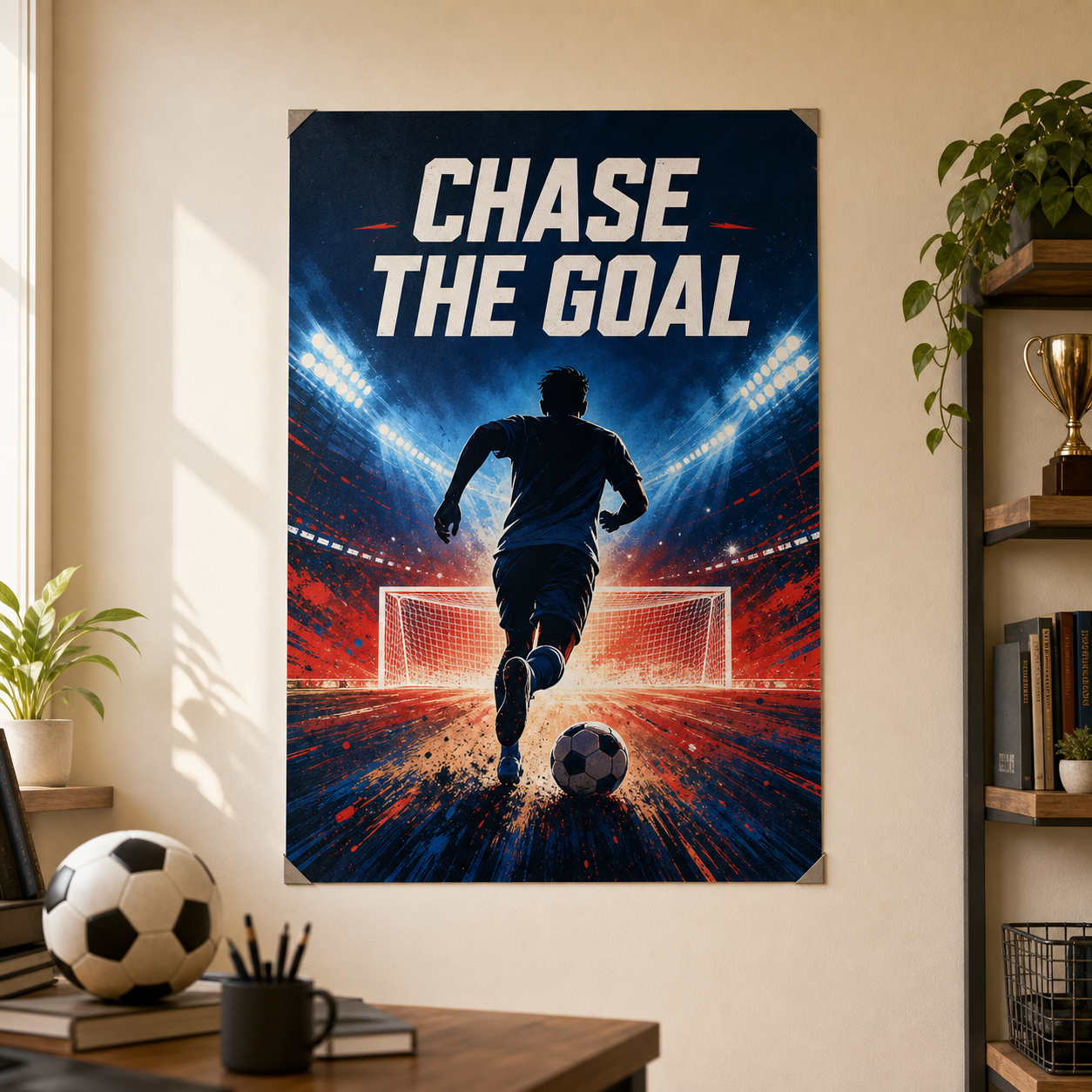 Chase the Goal Soccer Motivation Poster - 12 x 18 Inch