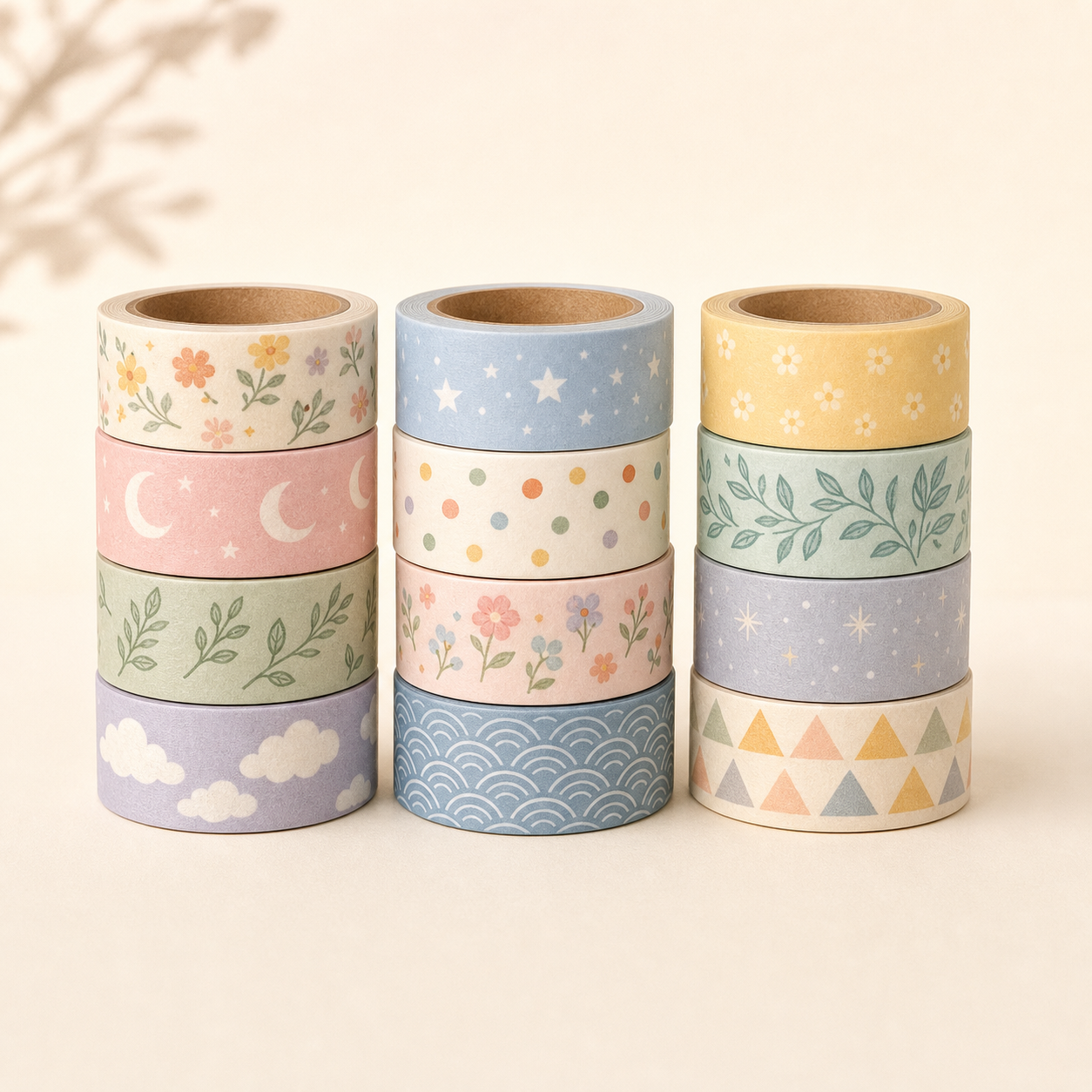 Pastel Decorative Washi Tape - 12 Roll Set