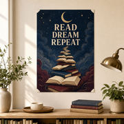 Read Dream Repeat Book Lover Poster - 12 x 18 Inch