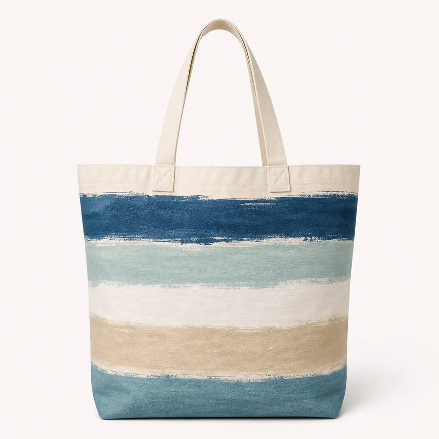 Coastal Stripe Canvas Tote Bag product image