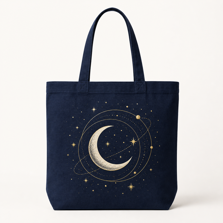 Celestial Moon Canvas Tote Bag product image