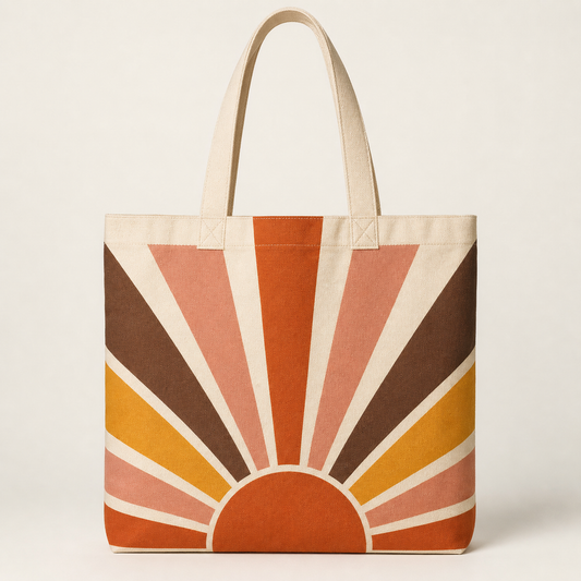 Retro Sunburst Canvas Tote Bag product image